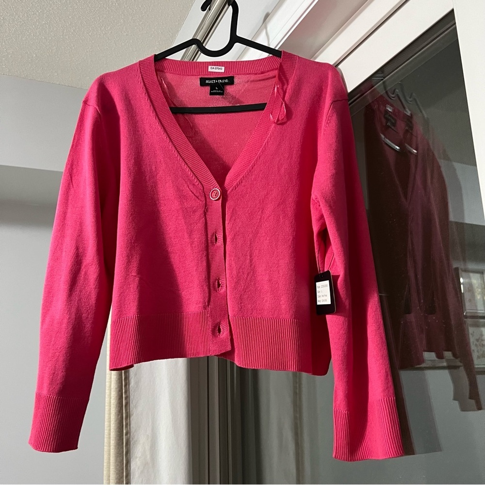 New with tags women hot pink cropped cardigans, Large, select + trend